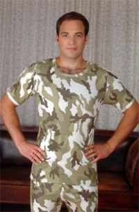 Согревающая футболка из ангоры и хлопка мужская с коротким рукавом «Камуфляж»